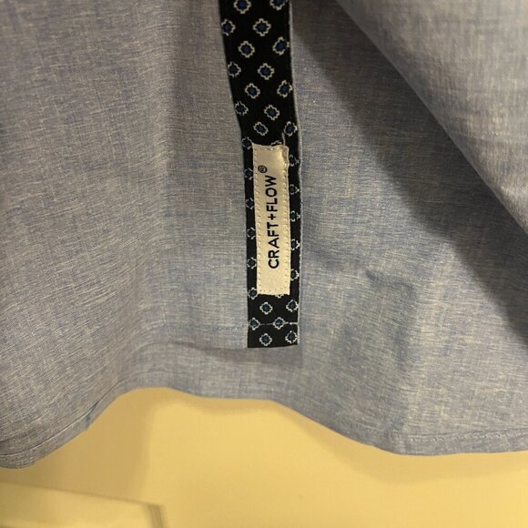 Craft + Flow Blue Multi-Print Short Sleeve Button-down XL - Picture 4 of 7